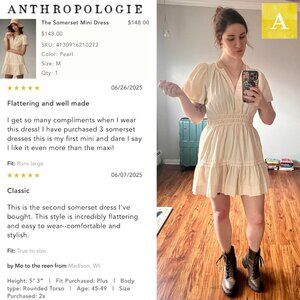 ANTHROPOLOGIE Somerset Mini Dress in Pearl